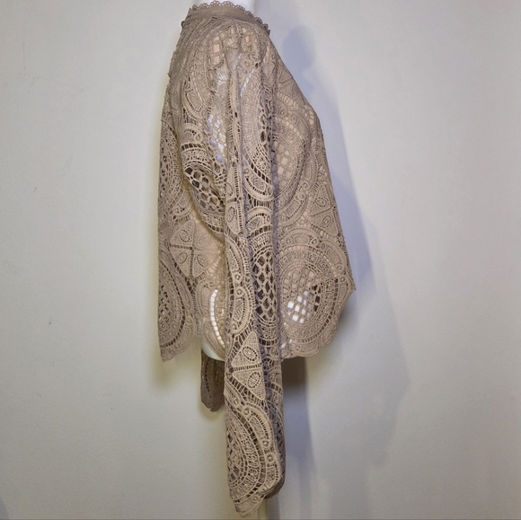 Ultra Light Tan Crochet Lace Top - Picture 3 of 7